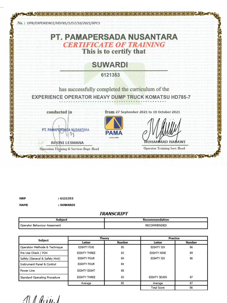 Heavy Dump Truck Operator Training Report | PDF | Technology & Engineering
