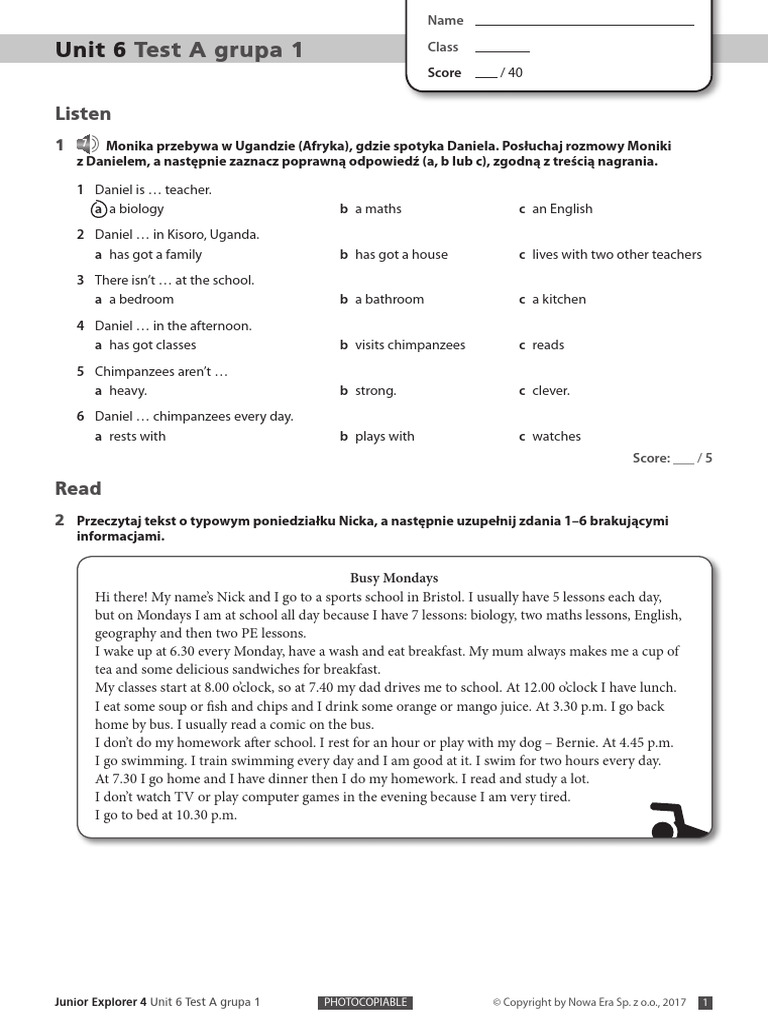 Unit 6 Test A Grupa 1 Pdf
