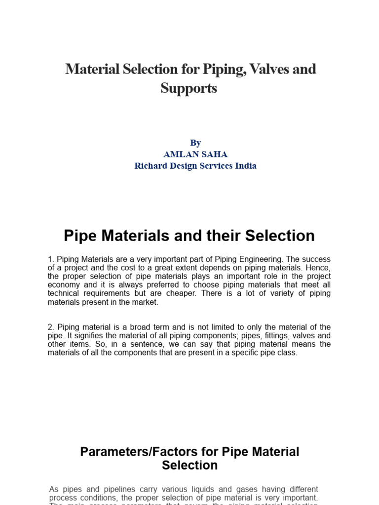 Material Selection For Piping Valve and Supports | PDF | Deformation ...