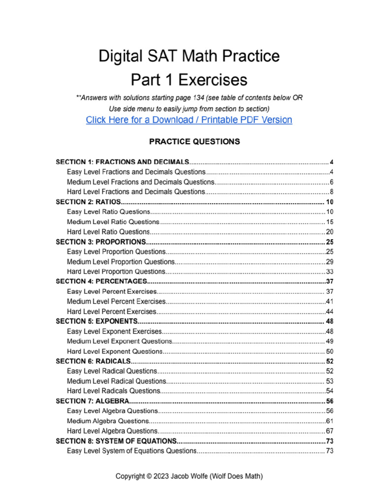 Digital Sat Math Questions Full Book Part 1 1600 PDF - Gdrive.vip | PDF