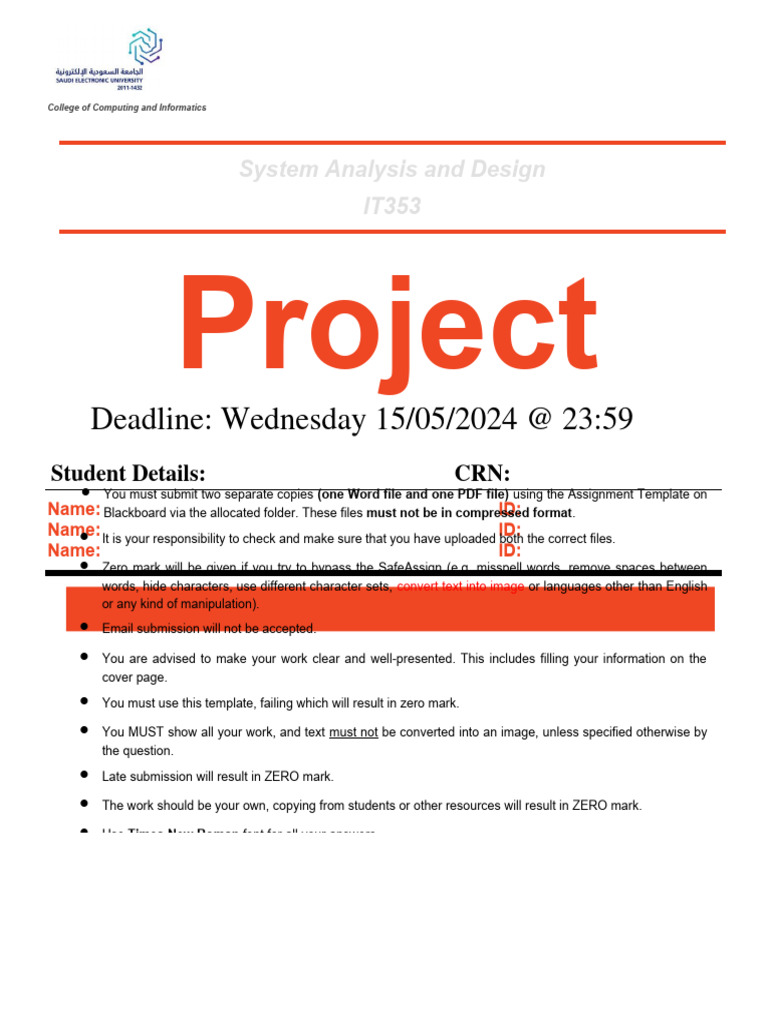 IT353 System Analysis Project Guidelines | PDF | Computer File | Return ...