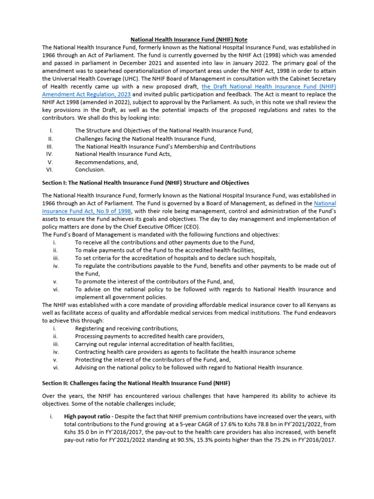 NHIF Contribution Rates and Updates 2024 | PDF | Universal Health Care ...