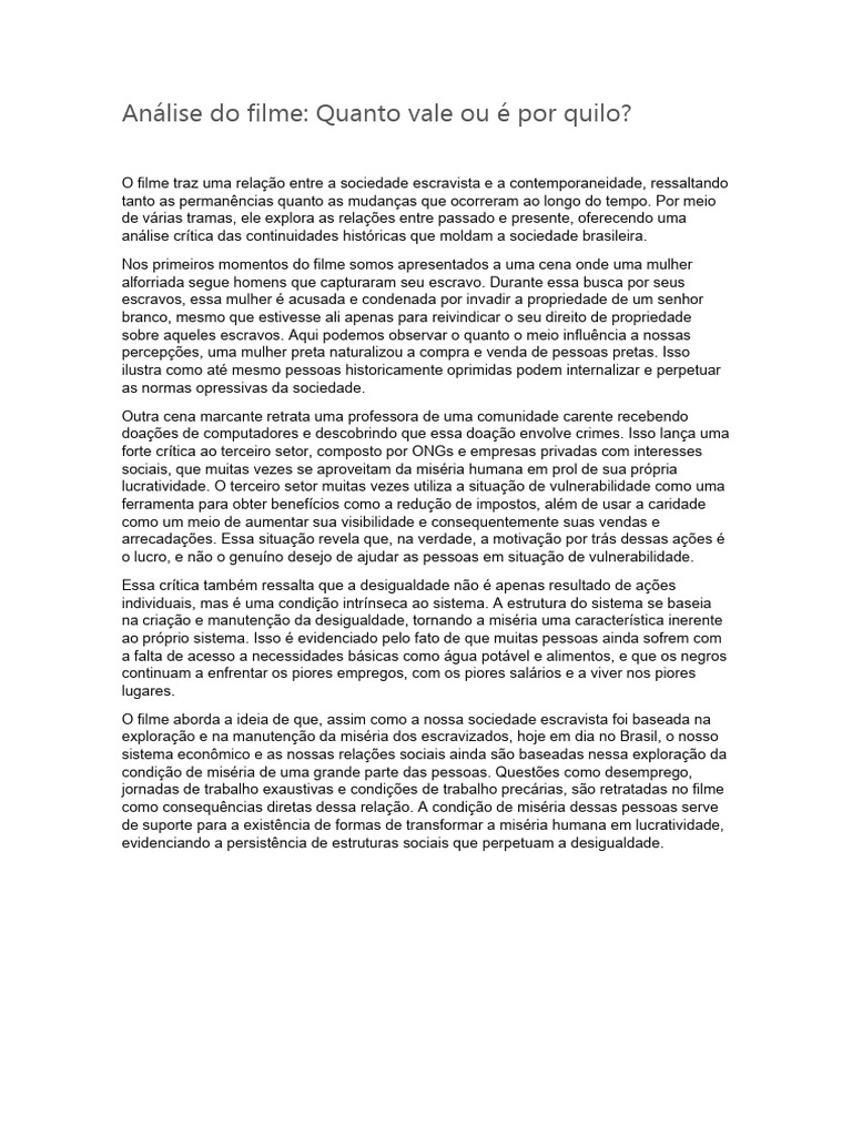 An lise do filme quanto vale ou por quilo pdf pobreza pobreza e
