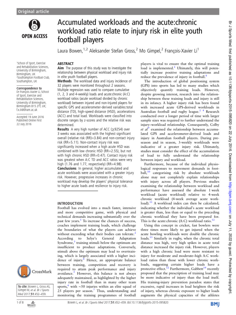 Accumulated Workloads and The Acute:Chronic Workload Ratio Relate To ...