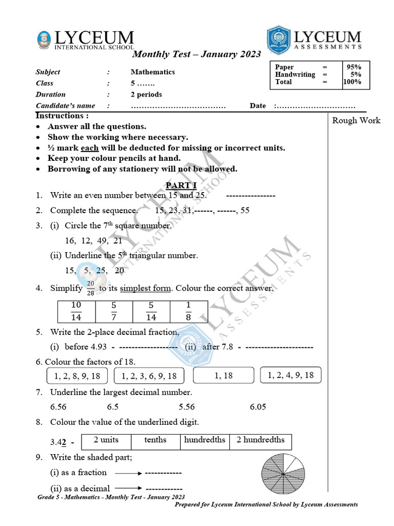 Grade 5 Mathematics | PDF | Numbers | Mathematics
