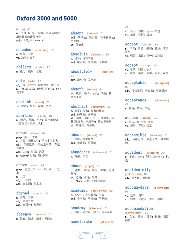 Oxford 5000简明释义| PDF
