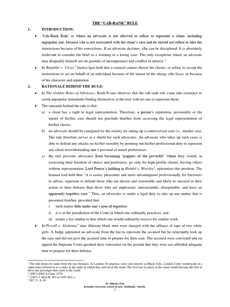 Understanding the Cab-Rank Rule in Kenya | PDF | Conflict Of Interest ...