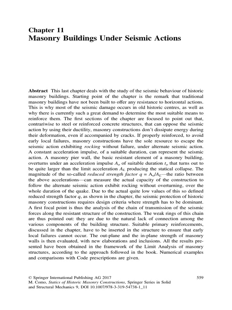 Seismic Behavior of Historic Masonry Buildings | PDF | Earthquake ...