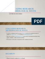 Evaluating Research: Methodological Issues: Lecturer: Dr. Koyar Sherko