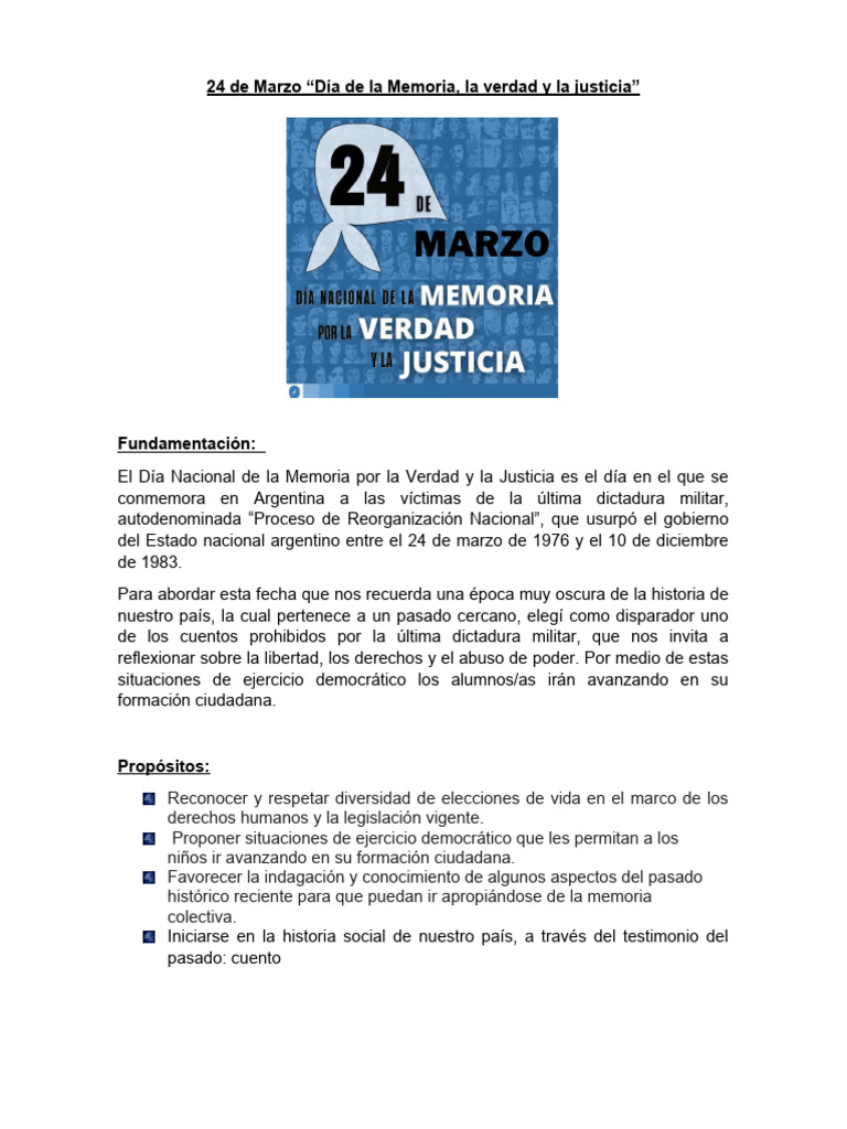24 de Marzo Dìa de La Memoria Verda y Justicia | PDF | Memoria | Democracia