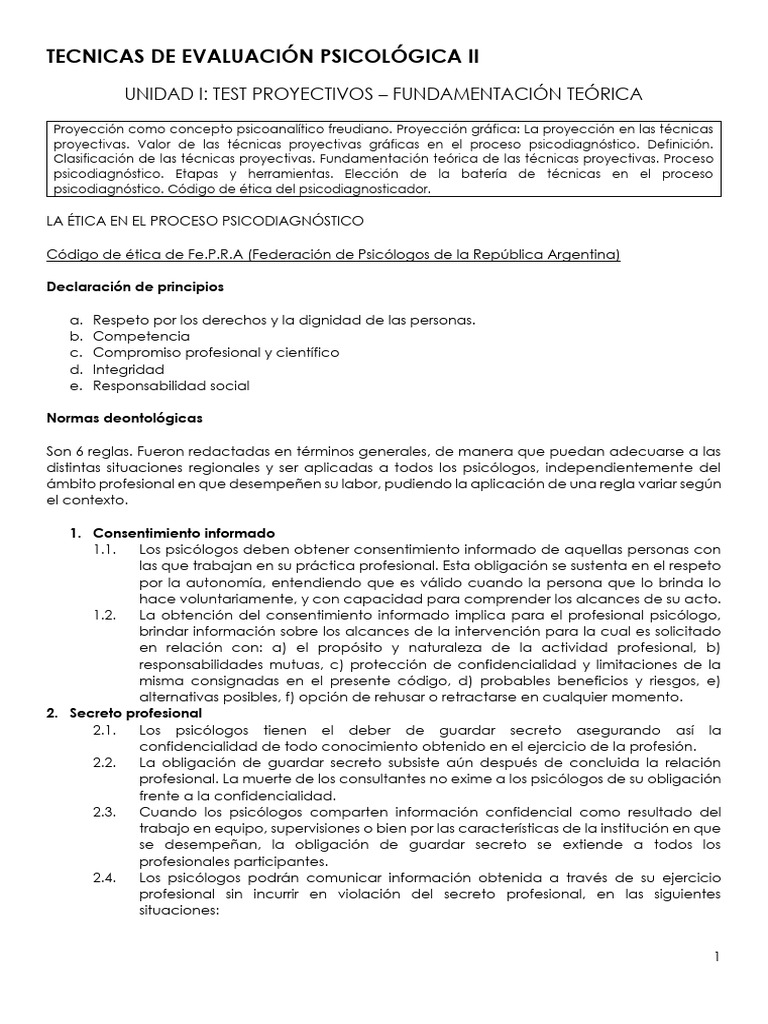 U1 t cnicas ii pdf mente inconsciente evaluaci n
