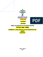 Perfil Del Proyecto de Investigación