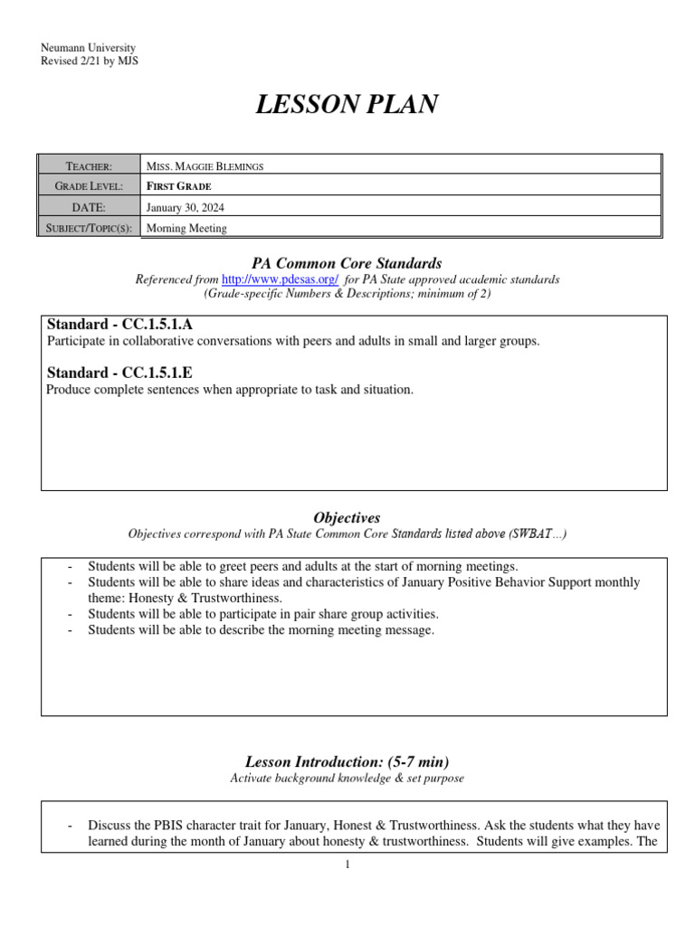 Lesson Plan Template 2-21 1 - Maggieb 2 1 | PDF | Lesson Plan | Teaching