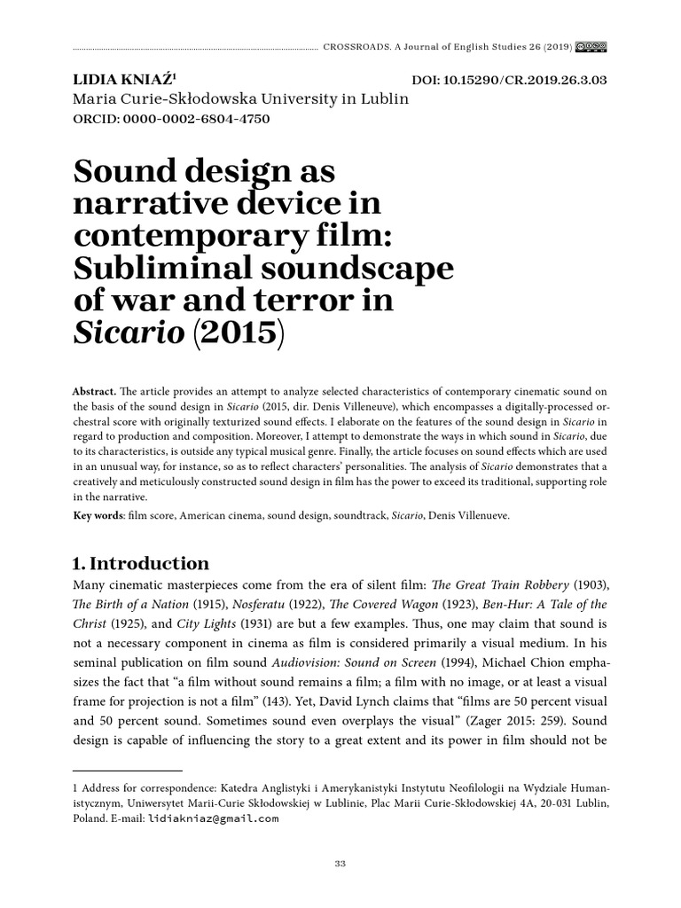 Sound Design in Sicario: A Narrative Tool | PDF | Art