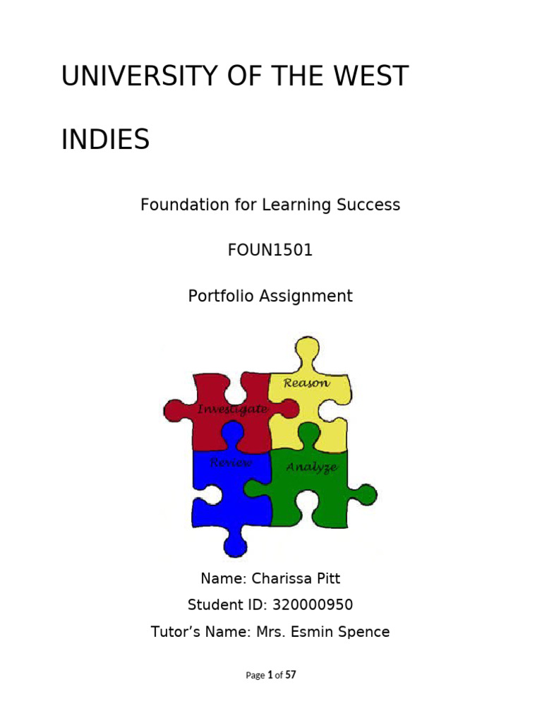 Foun1501 Assignment Four 4 Learning Portfolio Pdf Learning Styles