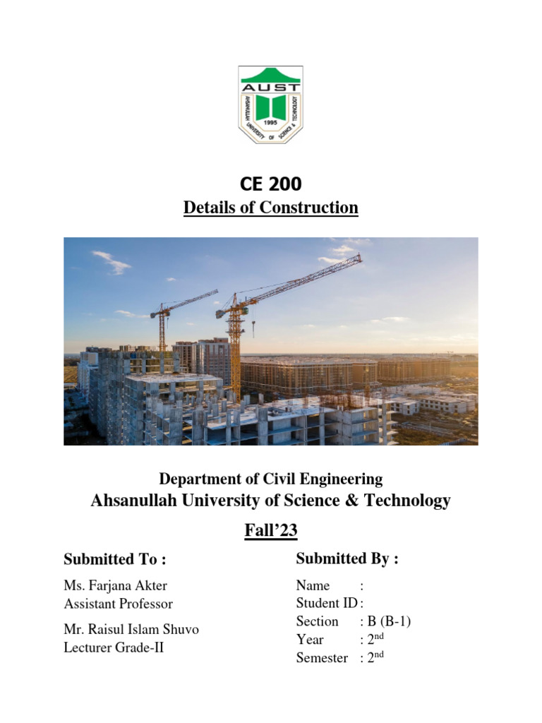 CE 200 Construction Details Document | PDF