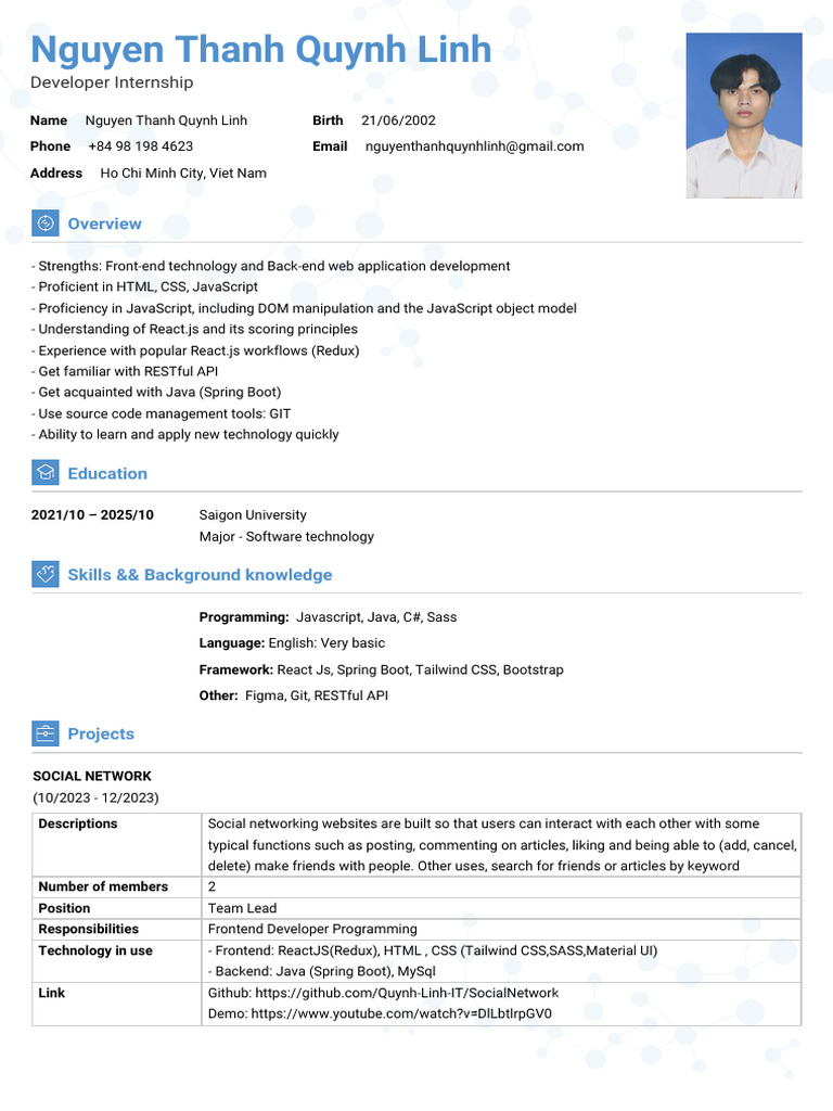 Web Developer Internship Resume | PDF | Java Script | Websites