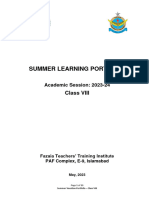 Class VIII - Summer Learning Portfolio - 23-24
