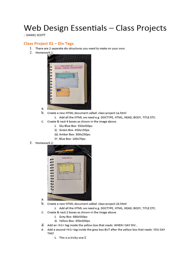 Class Project Notes - Web Design Essentials - PP | PDF | Html | Cyberspace