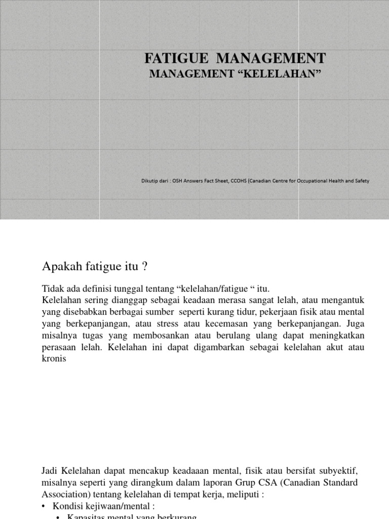 Fatigue Management Canada | PDF