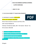 Procedimento em Falta de Energia Elétrica Externa