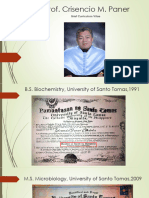 CRISENCIO M. PANER-Brief Curriculum Vitae in Line With Art Restoration