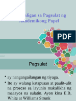 Mga Saligang Sa Pagsulat NG Akademikong Papel