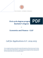 Bologna Economics and Finance Call For Applications CLEF 2024-25