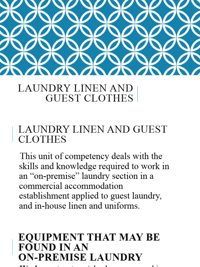 On-Premise Laundry Operations Guide | PDF | Laundry | Bleach