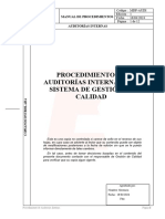 Procedimiento Auditorias Internas Sistema Gestion Calidad