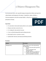 Classroom Behavior Management Plan