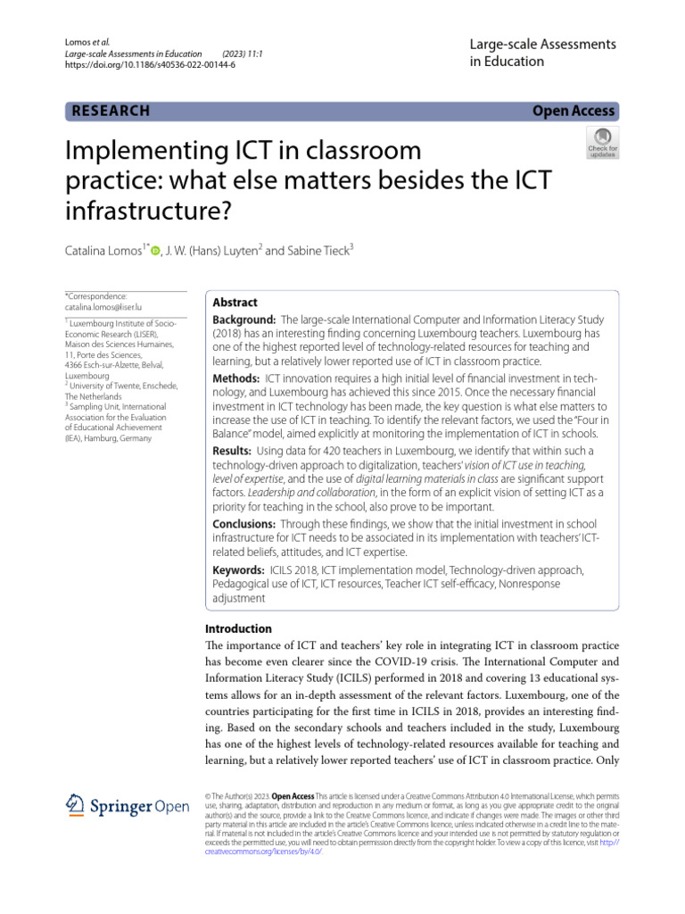 Implementing ICT in Classroom | PDF | Educational Technology | Statistics