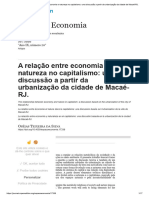 A Relação Entre Economia e Natureza No Capitalismo Uma Discussão A Partir Da Urbanização Da Cidade de Macaé-RJ