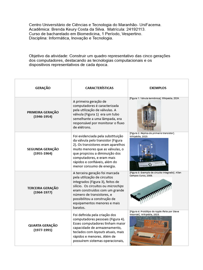 Gerações Tecnológicas Pdf Pcs Computadores Tubo De Vácuo