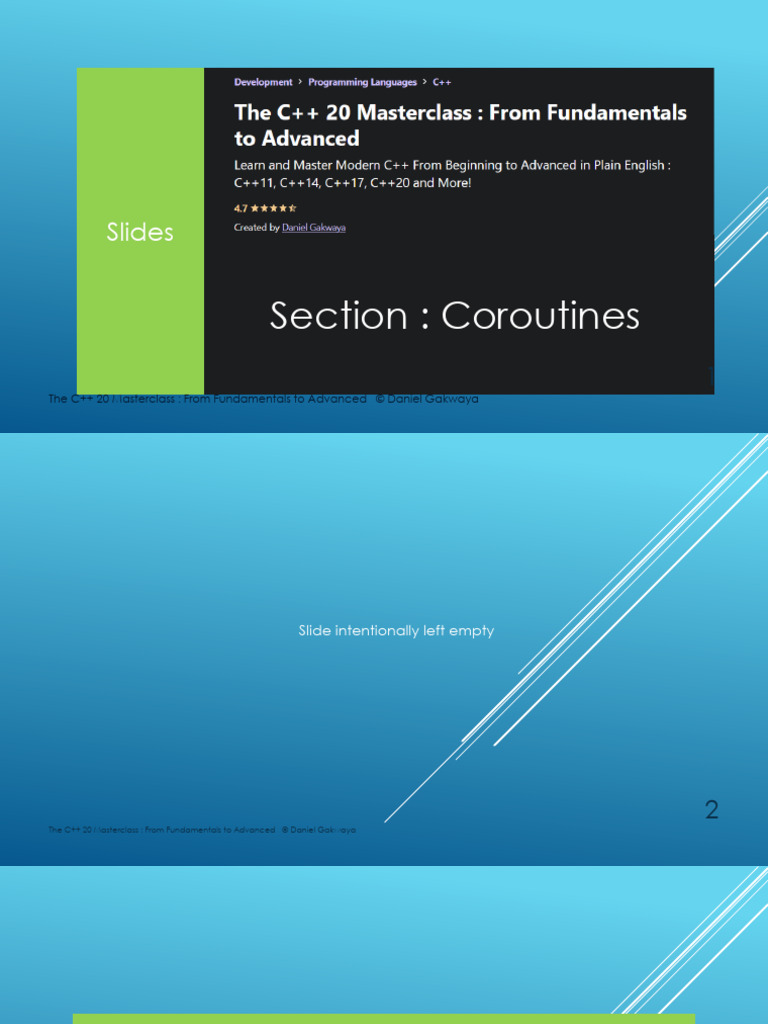 Section Cpp20 Coroutines Slides | PDF | C++ | Object Oriented Programming