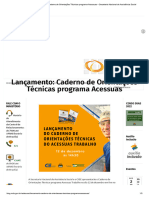 Lançamento - Caderno de Orientações Técnicas Programa Acessuas - Secretaria Nacional de Assistência Social