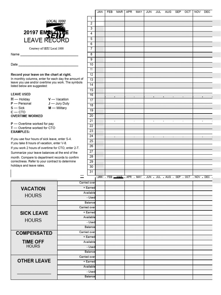 Vacation Tracker 45 Download Free PDF Overtime Employee Relations