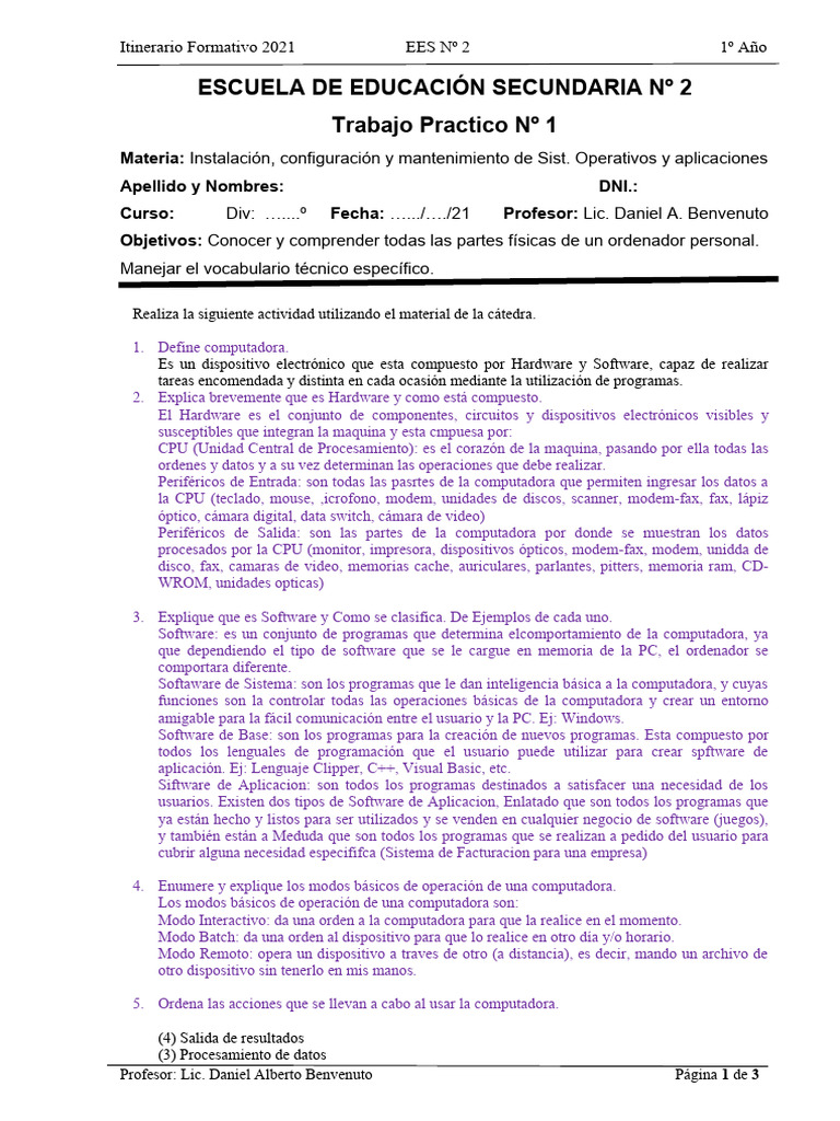 Partes y Funciones de la Computadora | PDF | Hardware de la computadora ...