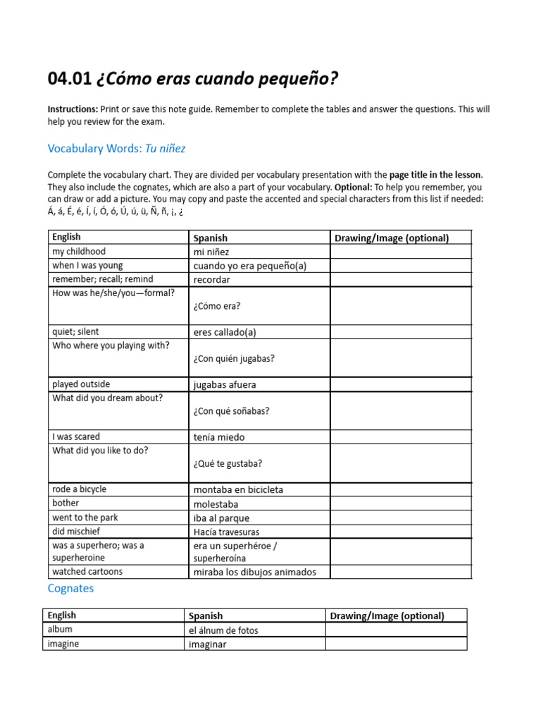 04 01 Notes Spanish 2 Flvs Notes PDF Linguistics Grammar
