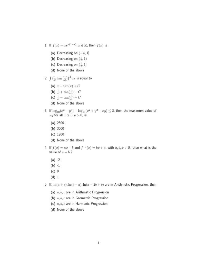 Advanced Mathematics Problem Set | PDF | Discrete Mathematics | Mathematics