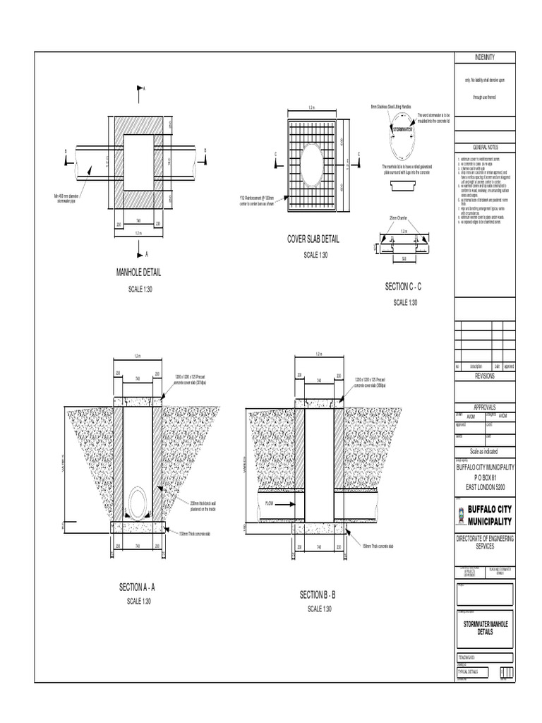 Stormwater Manhole Detail Drawings | PDF | Precast Concrete | Concrete