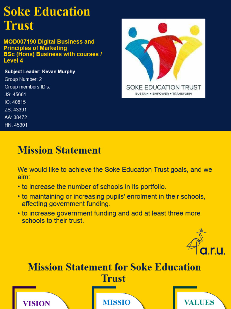 Soke Education Trust Mission and Goals | PDF | Target Audience | Marketing