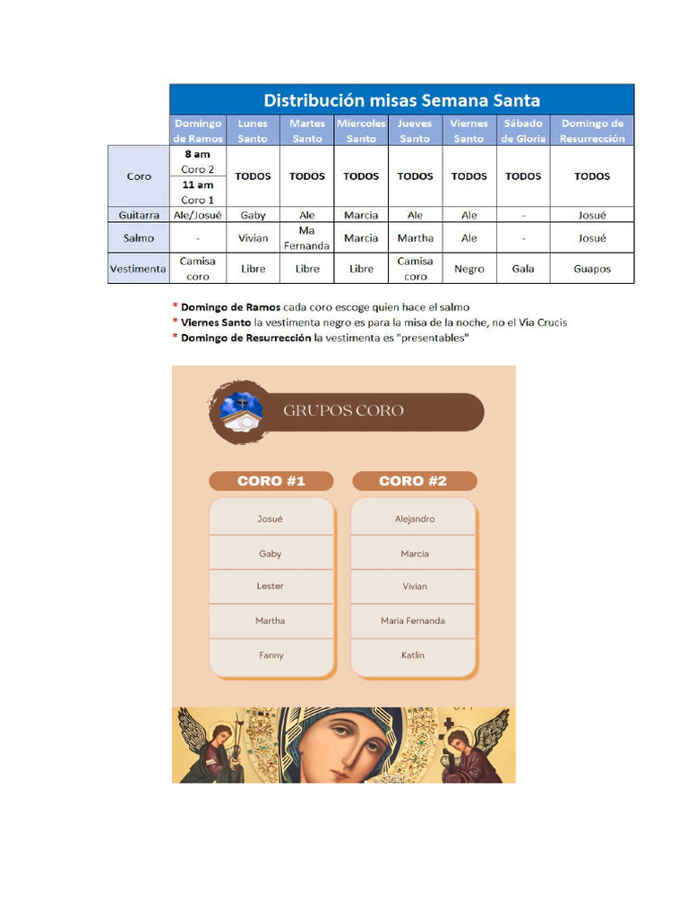 Calendario CORO | PDF