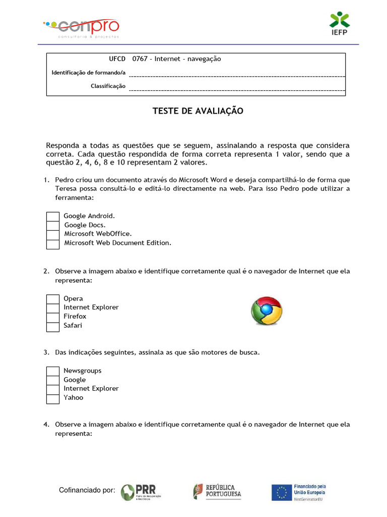 TESTE_UFCD_0767 | PDF | Rede mundial de computadores | Internet e Web
