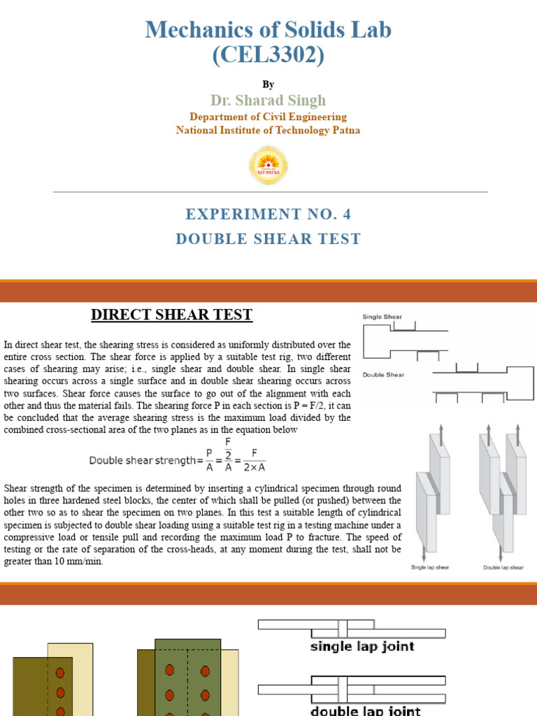 Double Shear Test Procedure for Metals | PDF | Stress (Mechanics ...