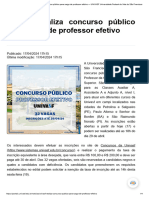 Univasf Realiza Concurso Público para Cargo de Professor Efetivo - UNIVASF Universidade Federal Do Vale Do São Francisco