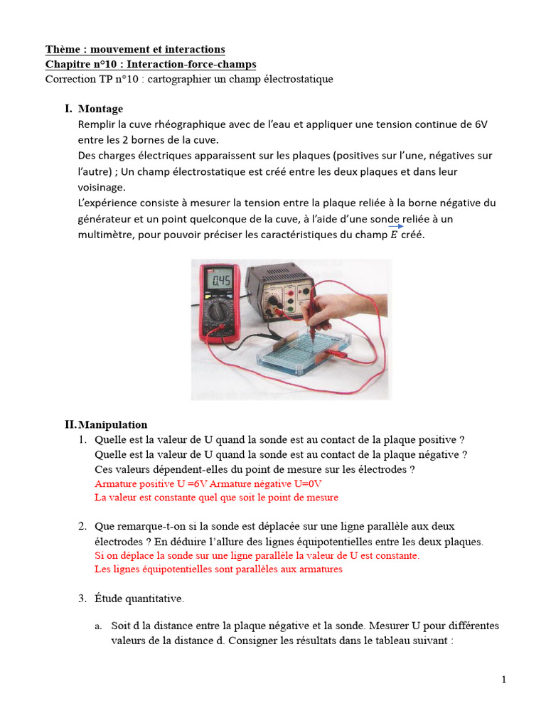 Correction TP : Champ Électrostatique | PDF | Champ électrique ...