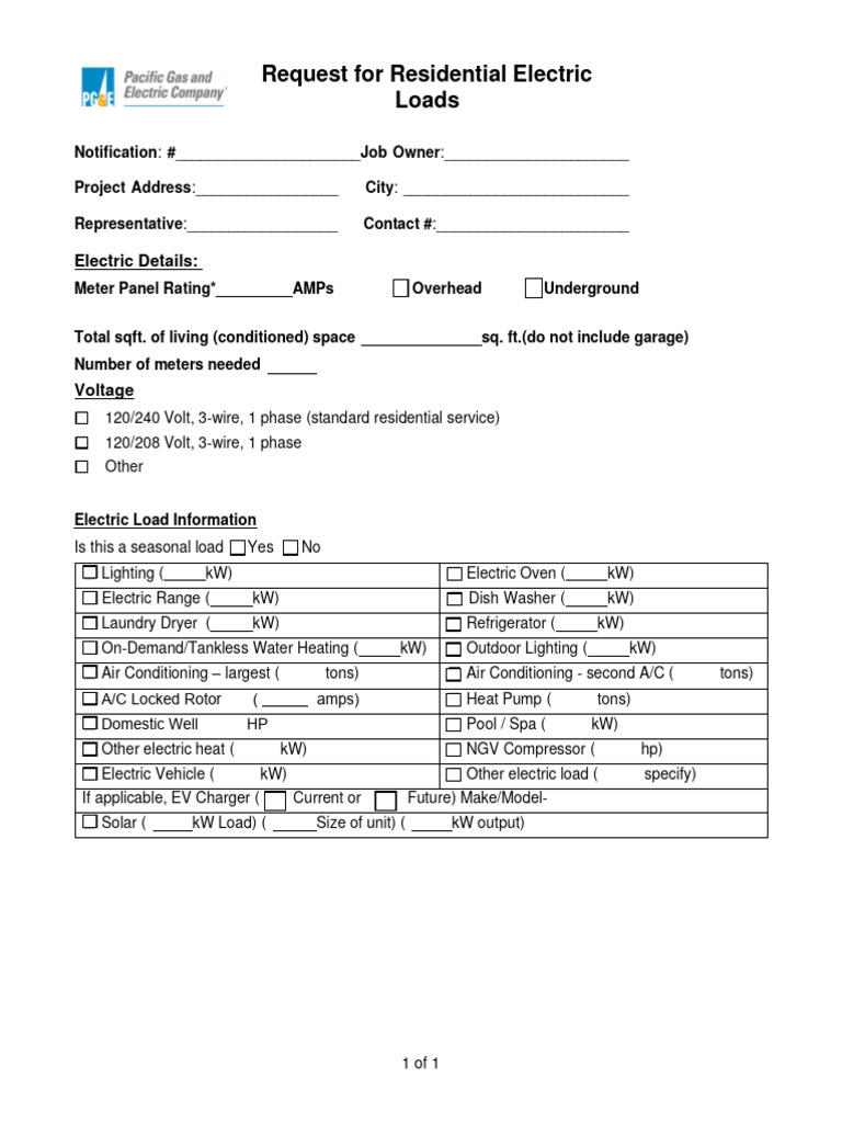Residential Electric Load Request | PDF | Home & Garden