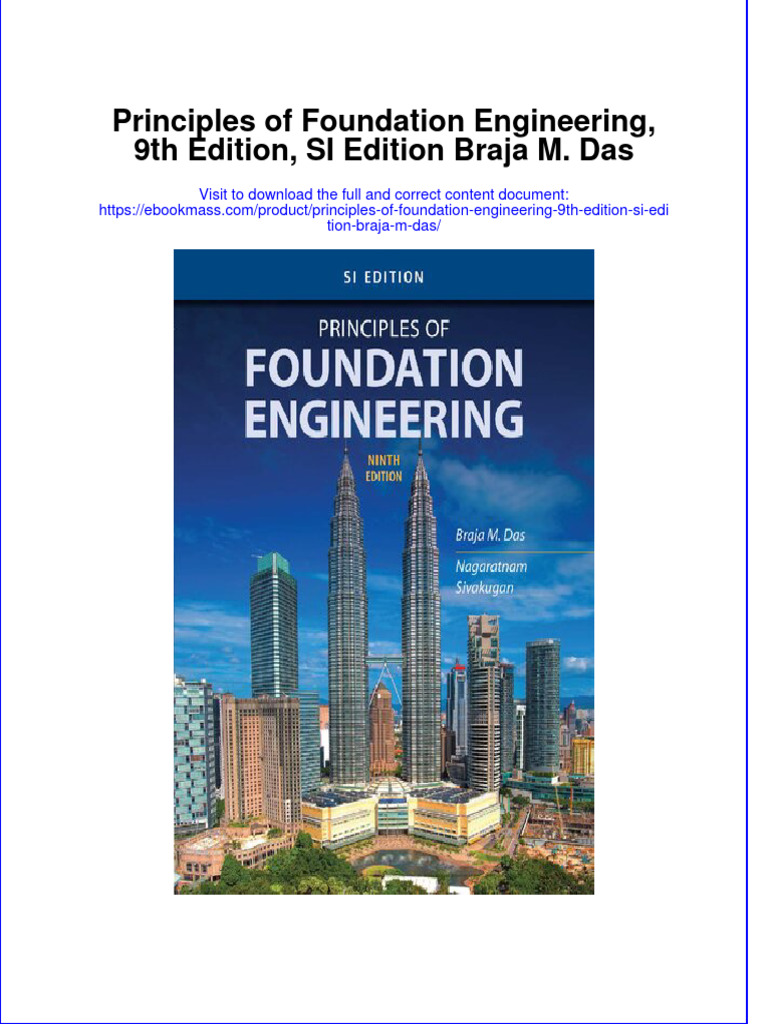 Principles of Foundation Engineering 9Th Edition Si Edition Braja M Das Download PDF Chapter