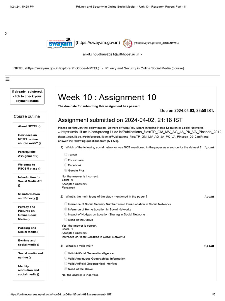 Privacy and security in online social media unit 13 research papers